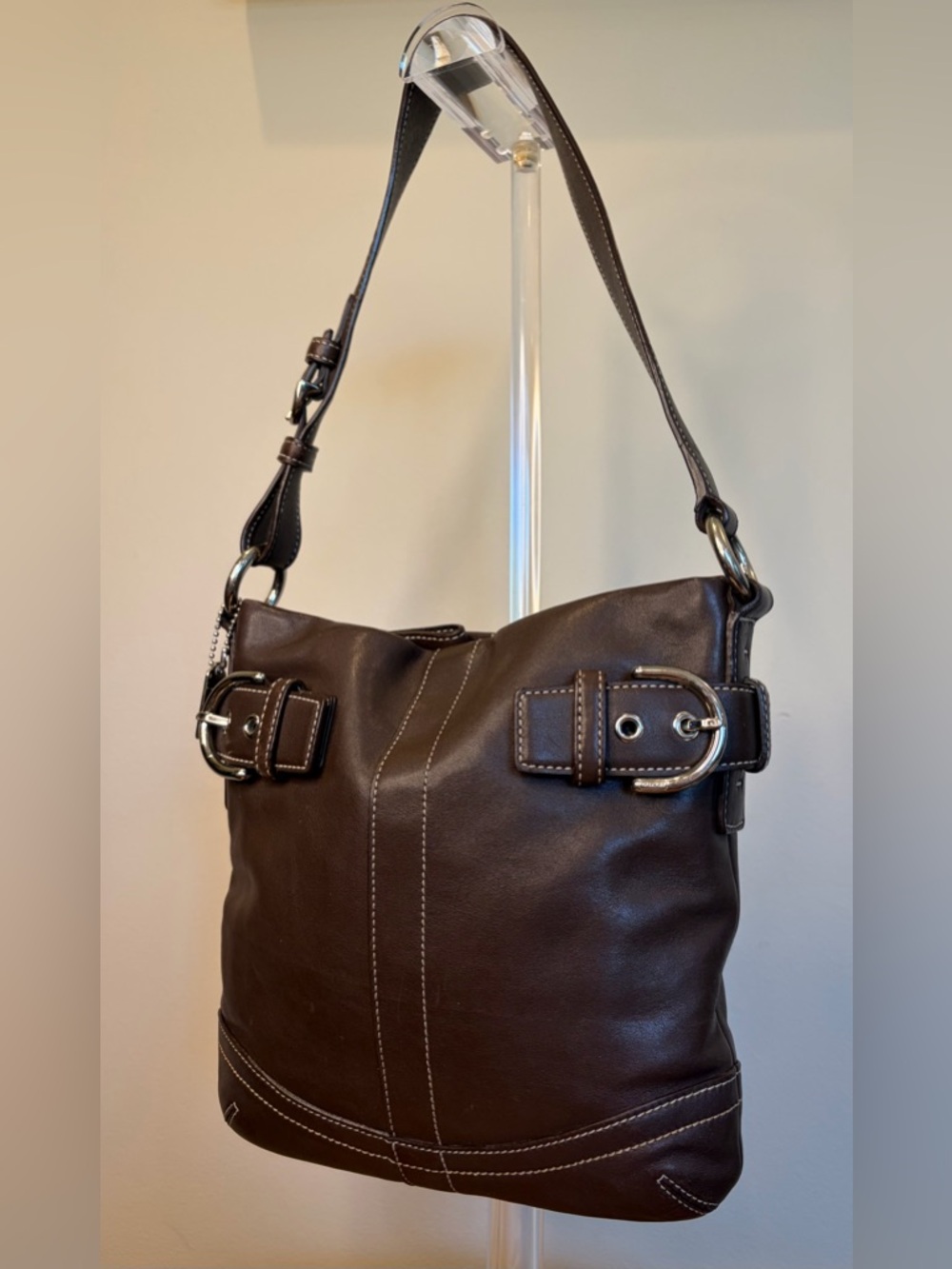 Vintage COACH Soho Slim Duffel Dark Brown Leather Shoulder Purse 1453 EUC - Picture 17 of 17